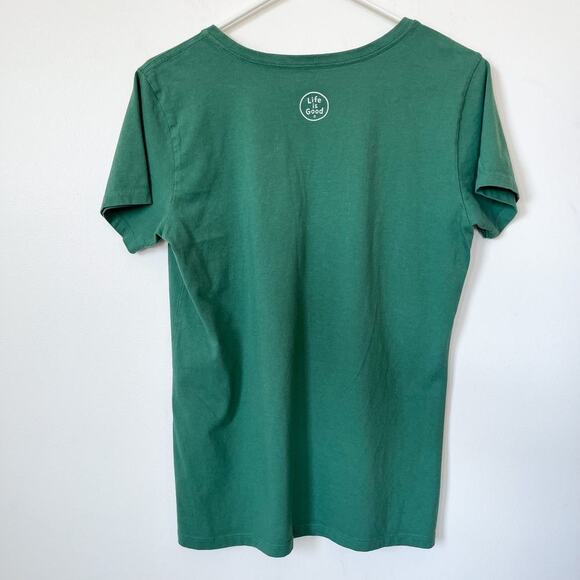 Life is Good Crusher Tee Classic Fit Womens Medium Mountain Climb Hiking Green - Picture 4 of 10
